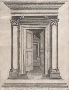 Speculum Romanae Magnificentiae: Portico of the Temple of Romulus, 16th century