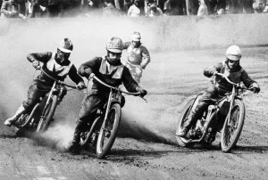 Motorcycle Racing Prints: A speedway race