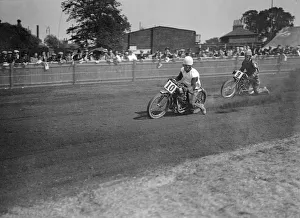 Number 9 Prints: Speedway race at Lea Bridge Stadium, Leyton, London, 1928. Artist: Bill Brunell
