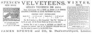 Dresses Prints: Spence's Velveteens, 1883. Creator: Unknown