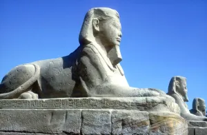 A sphinx from the avenue of Sphinxes, Temple sacred to Amun Mut & Khons, Luxor, Egypt, c370 BC