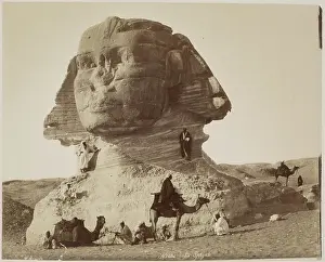 Gizeh Prints: The Sphinx at Giza before Excavation, before 1886. Creator: Hippolyte Arnoux