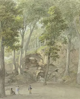 Visitor Prints: The Sphinx Grotto in the park at Weimar, c1785-1789. Creator: Georg Melchior Kraus