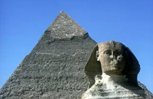 Chephren Gallery: The Sphinx and Pyramid of Khafre (Chephren), Giza, Egypt, 4th Dynasty, 26th century BC