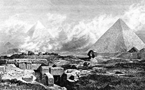 Chephren Gallery: The Sphinx and Pyramids, Egypt, 1880. Artist: Bh Fiedlen