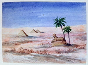 Baroness Dudevant Gallery: Sphinx and Pyramids, Giza I, 1820-1876. Artist: George Sand