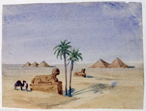 Dupin Gallery: Sphinx and Pyramids, Giza II, 1820-1876. Artist: George Sand