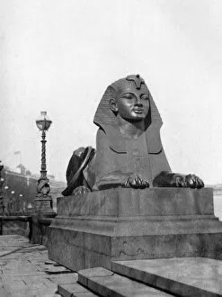 Bazalgette Collection: One of the sphinxes, Victoria Embankment, London, 1924-1926