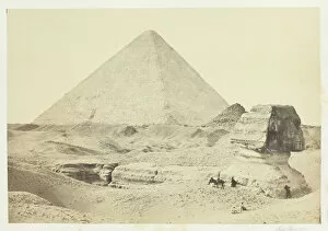 Pyramid Gallery: The Sphynx and the Great Pyramid, Geezeh, 1857. Creator: Francis Frith