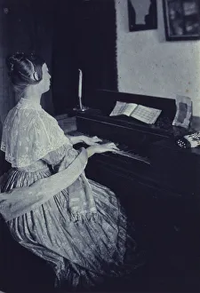 Platinum Prints 1900 Gmgpc Prints: At the spinet, c1900. Creator: Frances S. Allen