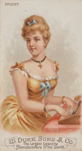 Schumacher And Prints: Spinet, from the Musical Instruments series (N82) for Duke brand cigarettes, 1888. 1888