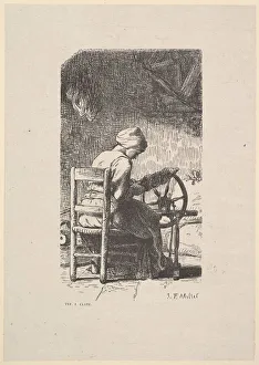 Cottage Industry Prints: The Spinner, 1853. Creator: Jacques-Adrien Lavieille