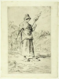 Spinner Prints: The Spinner, 1868–69. Creator: Jean Francois Millet