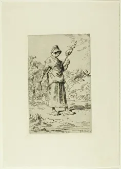 Spinner Prints: The Spinner, 1868–69. Creator: Jean Francois Millet