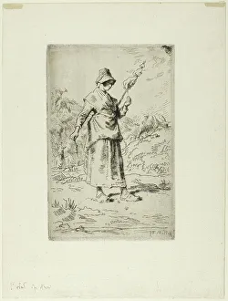 Spinner Prints: The Spinner, 1868–69. Creator: Jean Francois Millet