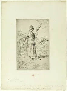 Spinner Prints: The Spinner, 1868–69. Creator: Jean Francois Millet