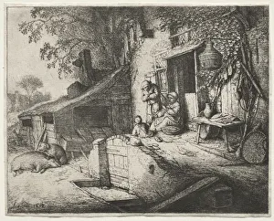 1610 1684 Prints: The Spinner. Creator: Adriaen van Ostade (Dutch, 1610-1684)