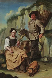 Spinner Prints: Spinner and farmer with a basket, c1765. Creator: Ceruti, Giacomo Antonio (1698-1767)