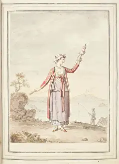 1776 Prints: Spinner of Procida, leaf from A Collection of Dresses by David Allan Mostly from Nature