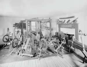 Loom Prints: The Spinning room at Mt. Vernon, c.between 1910 and 1920. Creator: Unknown