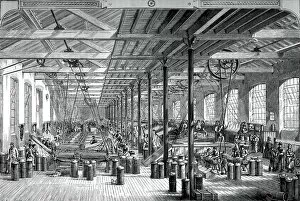 Spinning Machine Gallery: The spinning room in the Shadwell rope works, c1880