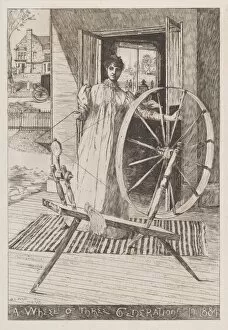 Textile Industry Gallery: At the Spinning Wheel, c. 1884. Creator: Otto Henry Bacher