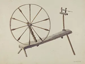 Maud M Holme Prints: Spinning Wheel, c. 1938. Creator: Maud M Holme