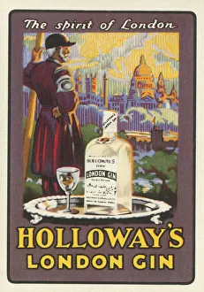 Bottle Prints: The spirit of London - Holloways London Gin, c1930s. Creator: Unknown