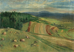 Ploughed Field Prints: Spis Landscape, 1900-1920. Creator: Jozef Hanula