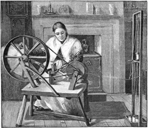 Spitalfields Gallery: Spitalfields silk worker winding silk in her cottage, London, England, 1893