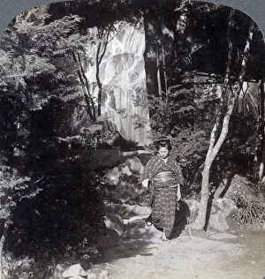 Splashing waters of a waterfall at Yumoto, Japan, 1904. Artist: Underwood & Underwood
