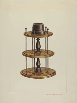 Cotton Reel Prints: Spool Holder, c. 1938. Creator: Edward L Loper