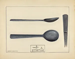 Kitchenware Prints: Spoon, 1935 / 1942. Creator: Holger Hansen