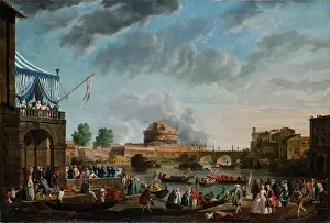 Embankment Prints: A Sporting Contest on the Tiber at Rome, 1750. Creator: Vernet, Claude Joseph (1714-1789)
