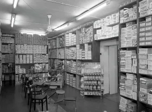 Sports Equipment Prints: Sports shop interior, Sheffield, South Yorkshire, 1961. Artist: Michael Walters