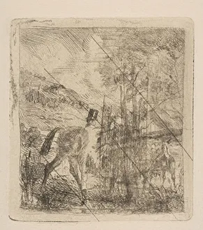Mounting Prints: The Sportsman Mounting His Horse, 1856. Creator: Edgar Degas
