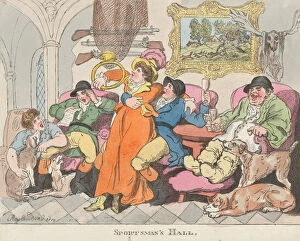 Foxhound Collection: Sportsmans Hall, or Fox-Hunters Relaxing, 1812. 1812. Creator: Thomas Rowlandson