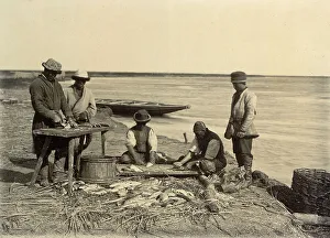 Slavic Prints: Spreading of fish, 1909. Creator: Nikolai Georgievich Katanaev