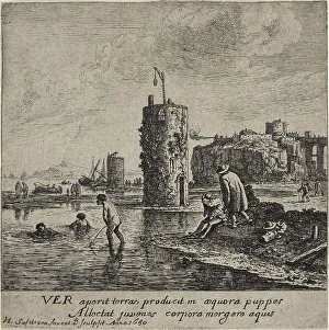 Urinating Prints: Spring, 1650. Creator: Herman Saftleven the Younger