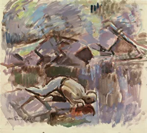 Thirsty Prints: At the Spring, 1921. Creator: Magnus Enckell