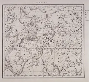 Star Pattern Prints: Spring, from a celestial atlas, 1843. Creator: Unknown