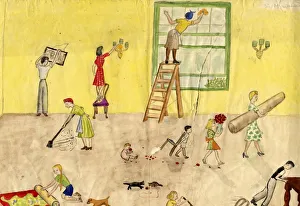 Spring cleaning, 1944. Creator: Shirley Markham Spring cleaning, 1944. Creator: Shirley Markham