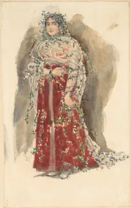 Spring. Costume design for the theatre play Snow Maiden by Alexander Ostrovsky Spring. Costume design for the theatre play Snow Maiden by Alexander Ostrovsky