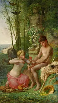 Pastoral Scene Gallery: Spring (Daphnis and Chloe), 1865. Artist: Millet, Jean-Francois (1814-1875)