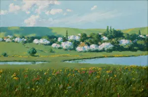 Wild Flower Prints: Spring Landscape with a Pond, 1902. Creator: Stanislaw Witkiewicz