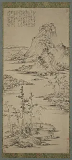 Ni Zan Prints: Spring Mists over a Riverside Pavilion, Ming dynasty, 1368-1644. Creator: Unknown