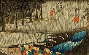 Tokaido Prints: Spring Rain at Tsuchiyama, between circa 1833 and circa 1834. Creator: Ando Hiroshige