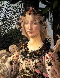 Spring, detail of the shy terrestrial nymph Cloris converted by the touch of Zephyrus