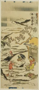 Torii School Prints: Spring: Soaking Rice Grains (Haru: tanehitashi no zu)