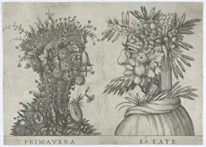 Spring and Summer: two heads made from flora typical of those seasons, ca. 1580-1620. ca. 1580-1620 Creator: Anon